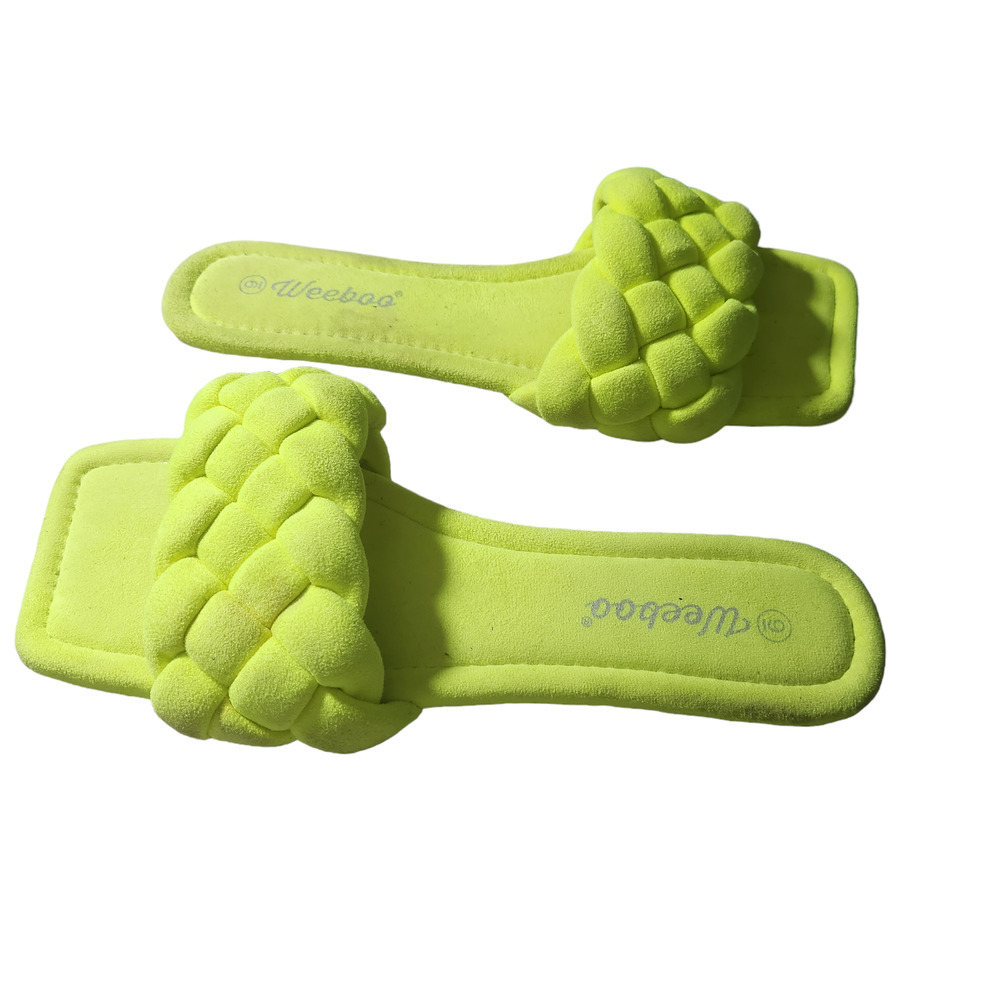 Weeboo Sandals faux suede color Neon Yellow sz 9